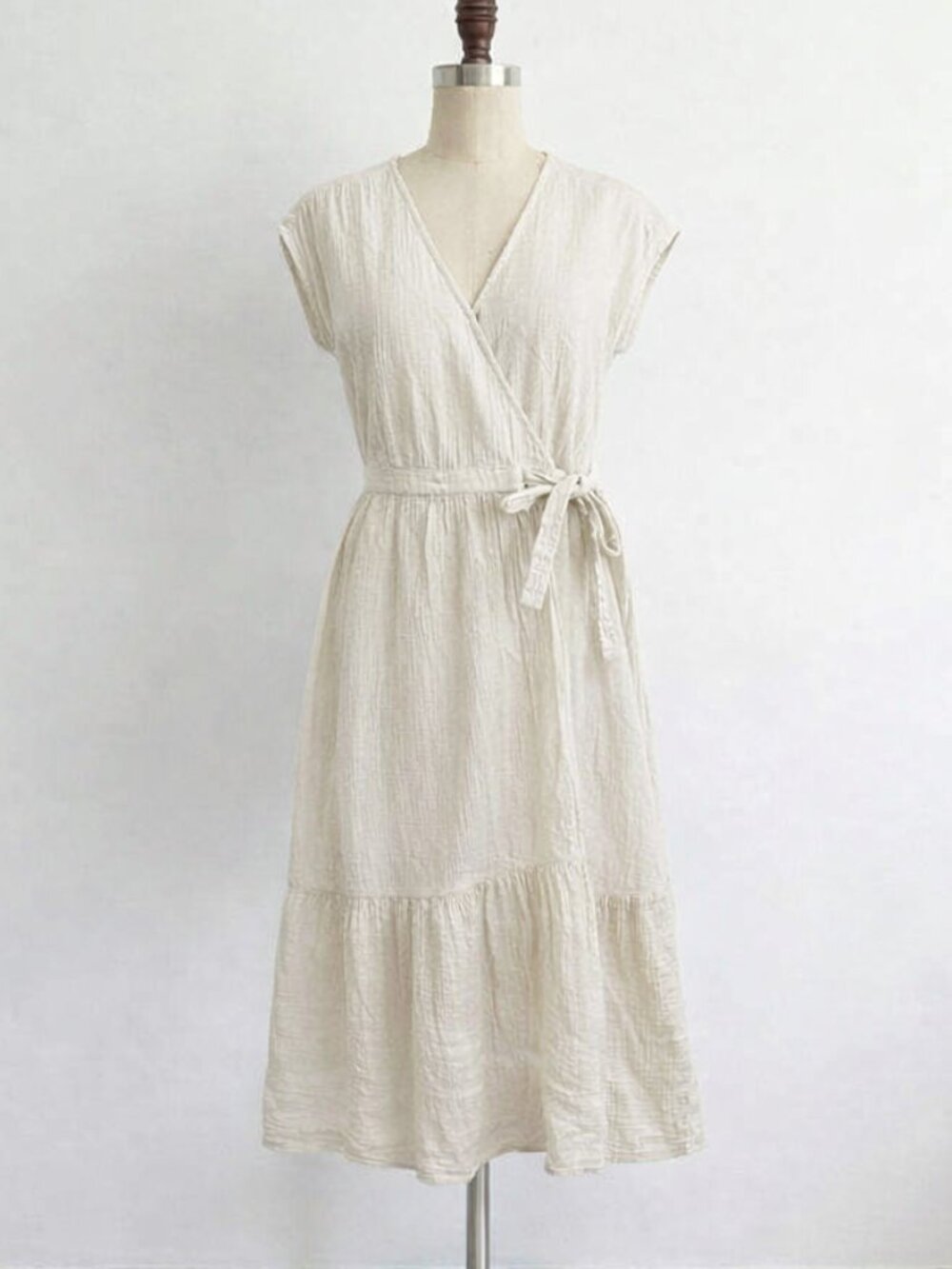 100% Cotton Midi Wrap Dress Boho Cottagecore Farm Country Maternity